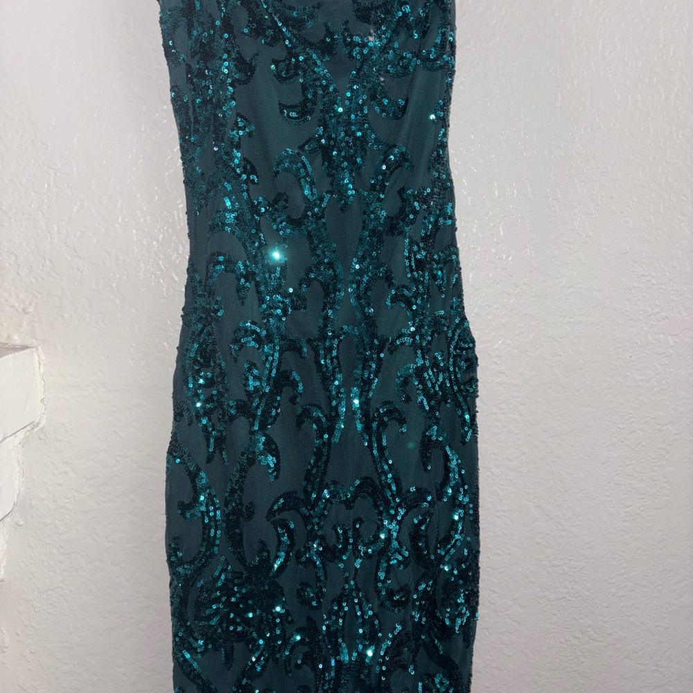 Lovely Day Teal Sequin Gown